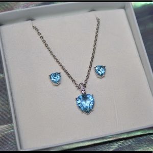 Swarovski March Birthstone Necklace + Earring Set